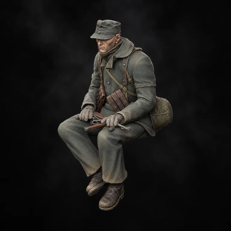 German Seated Soldier 4 — painted miniature