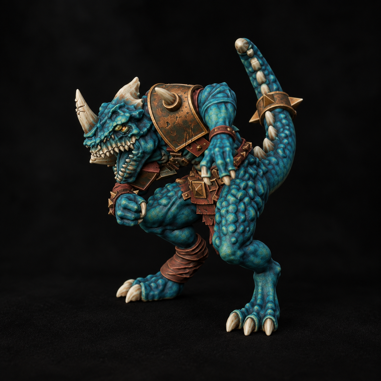 Turquoise scales and aged bronze
