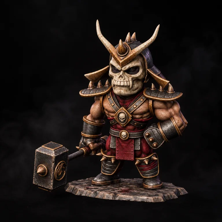 Painted Shao Kahn chibi miniature