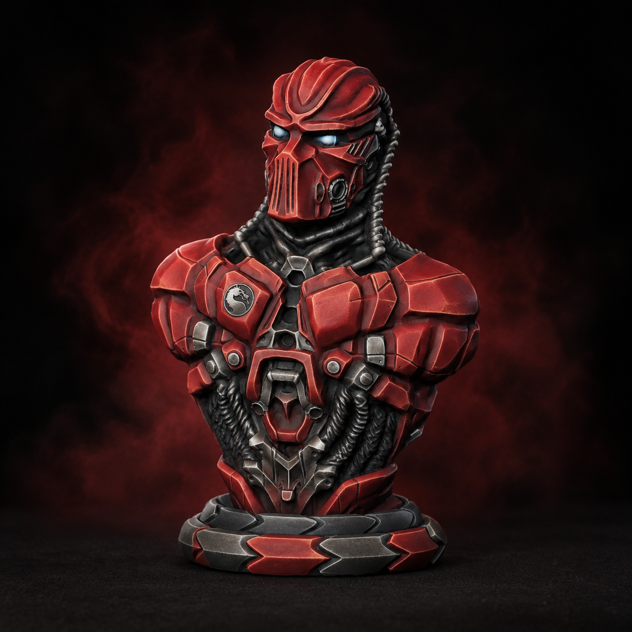Scarlet armour and gunmetal