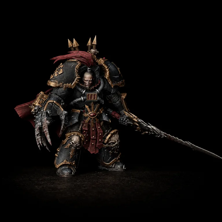 Chaos Marine — black armour, aged brass and crimson