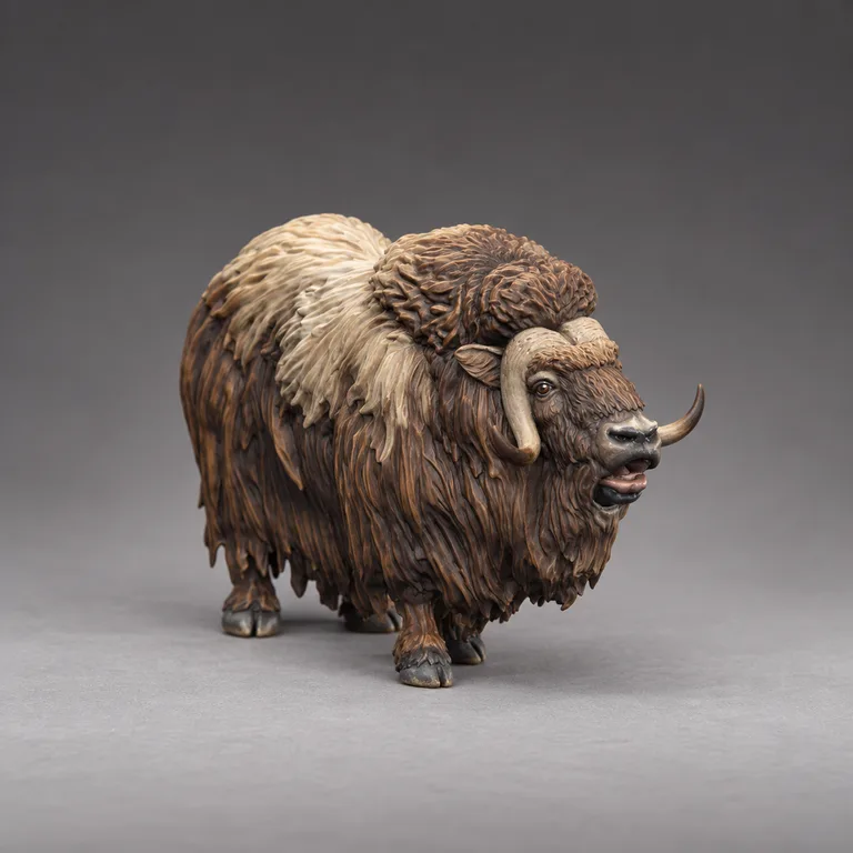 Musk ox — dark brown and cream