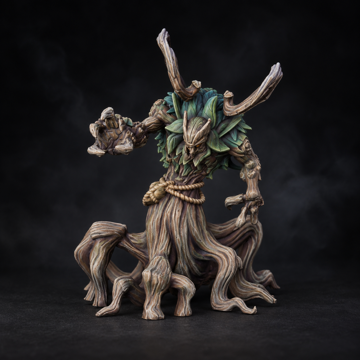 Verdant Sentinel — wood, leaves and pale rope