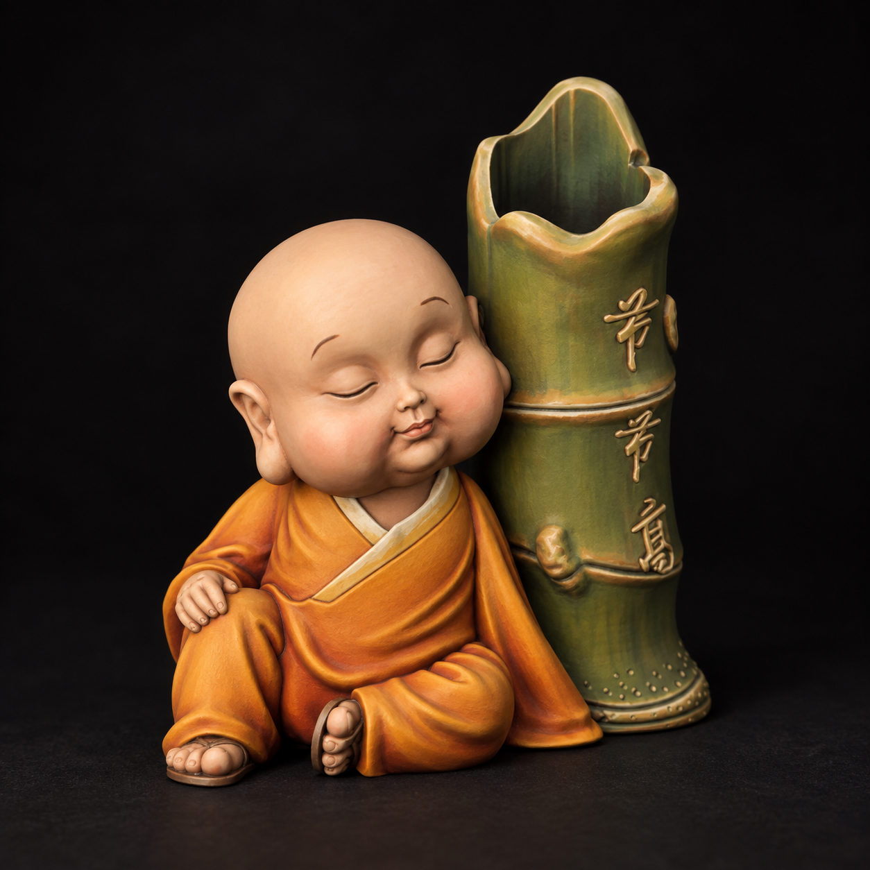 Saffron robe and olive bamboo