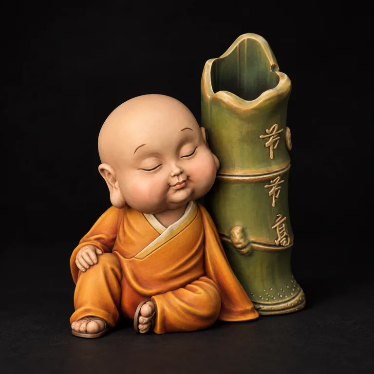 Saffron robe and olive bamboo