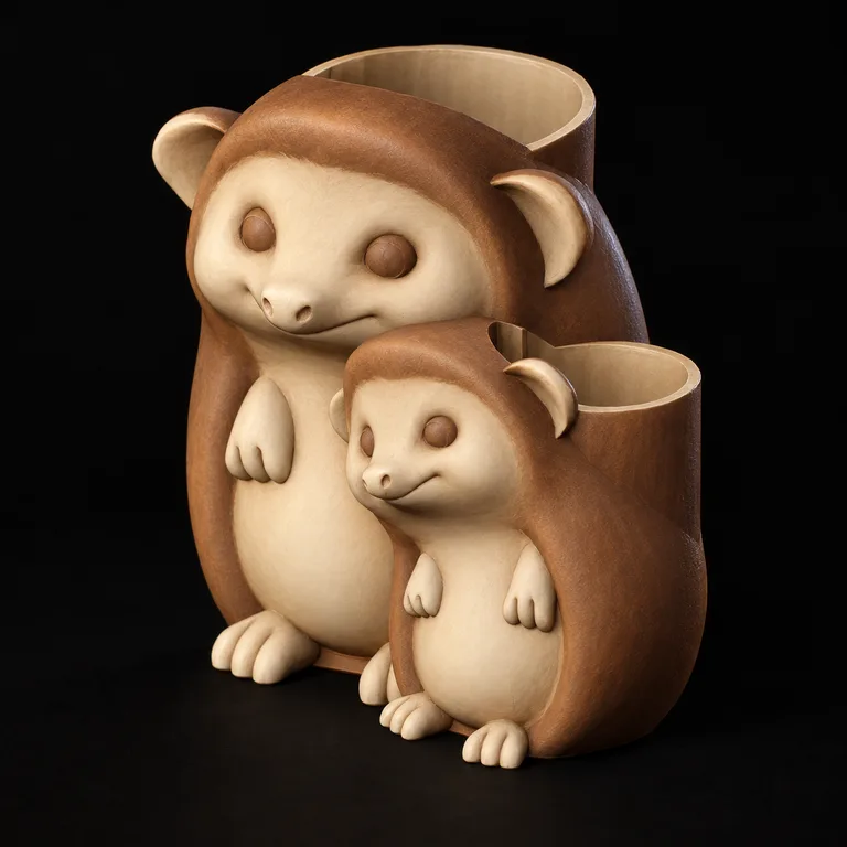 Painted hedgehog pair planter