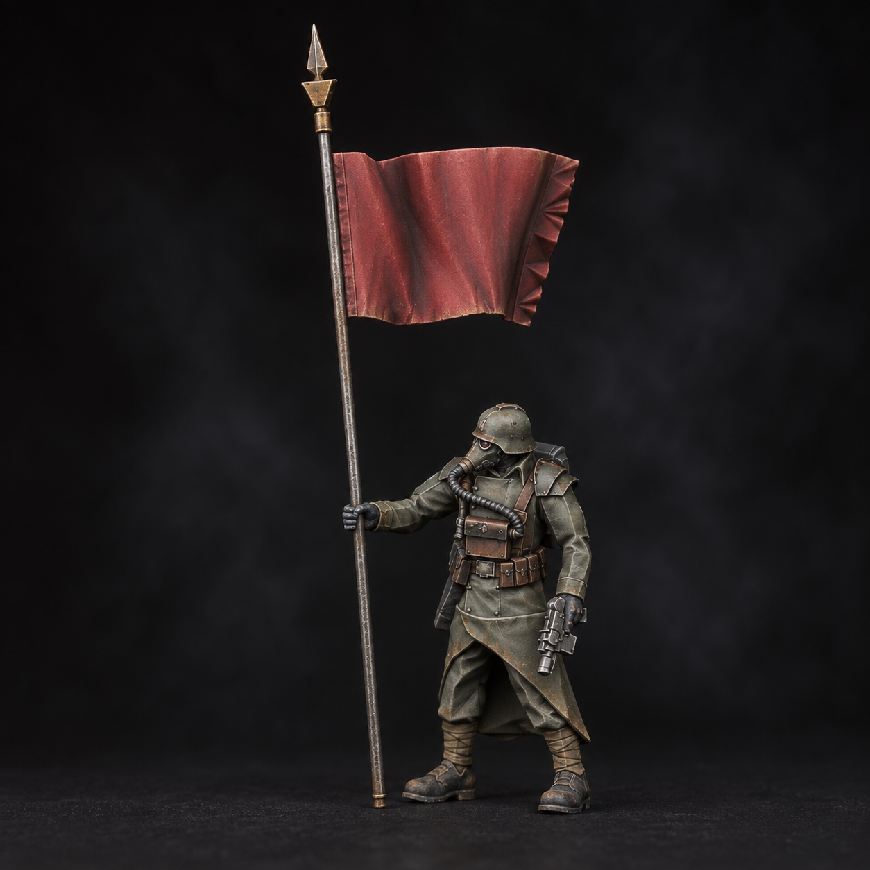 Painted Krieg standard bearer exhibition photograph