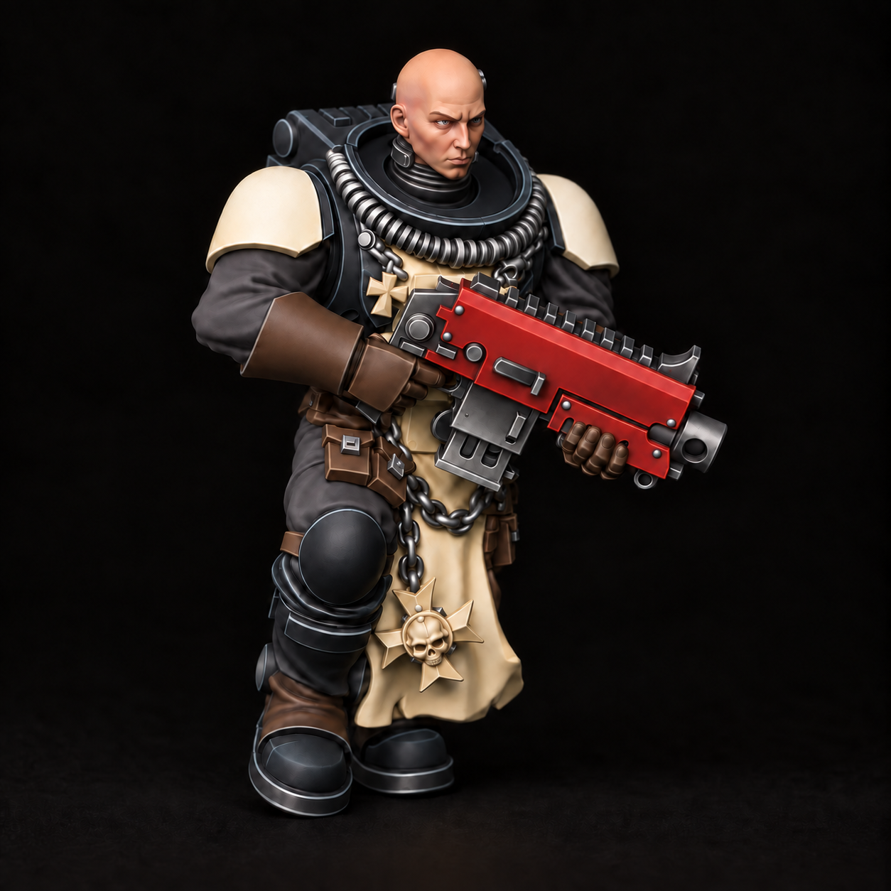 Black Templars — ivory shoulders and red rifle