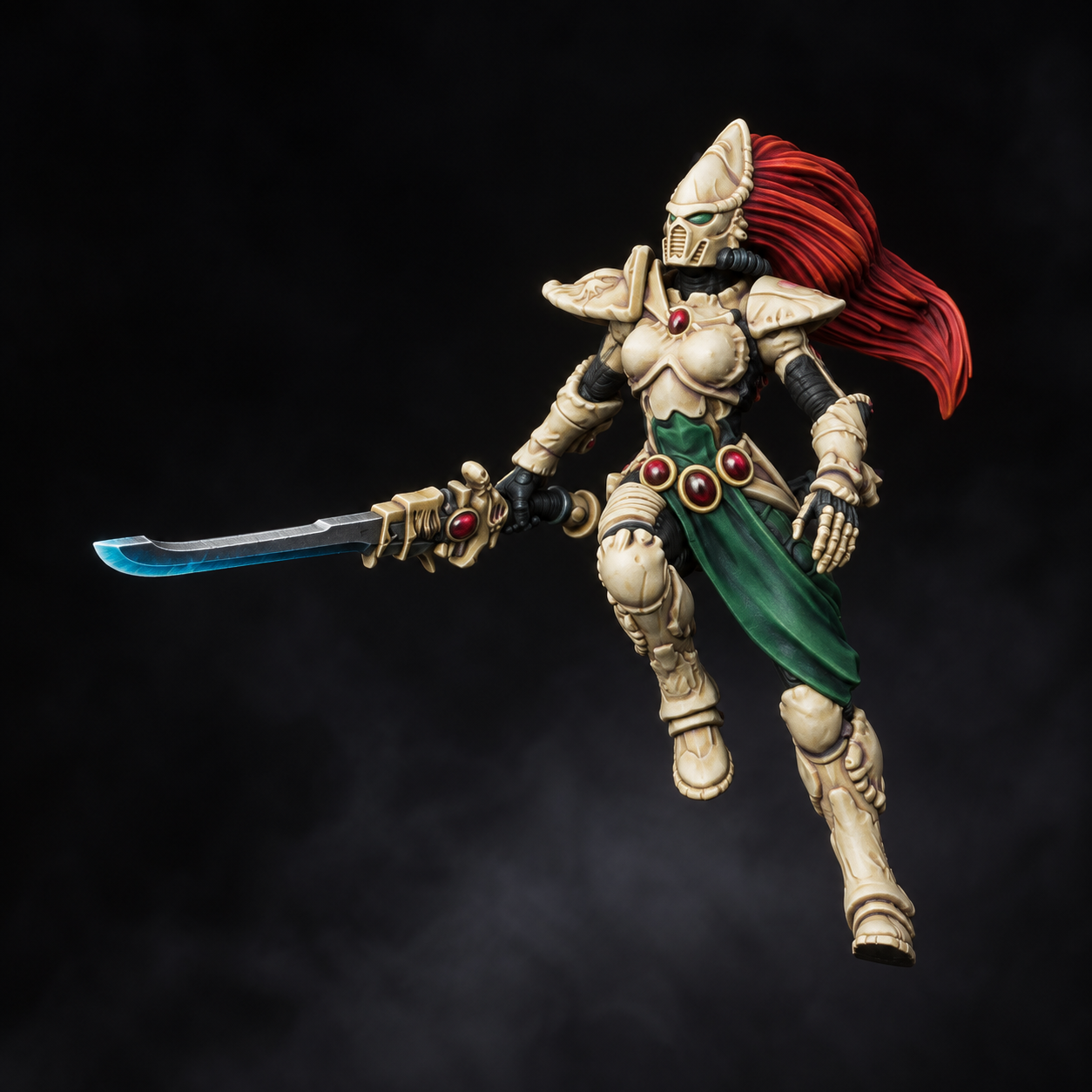 Ivory armour and crimson hair