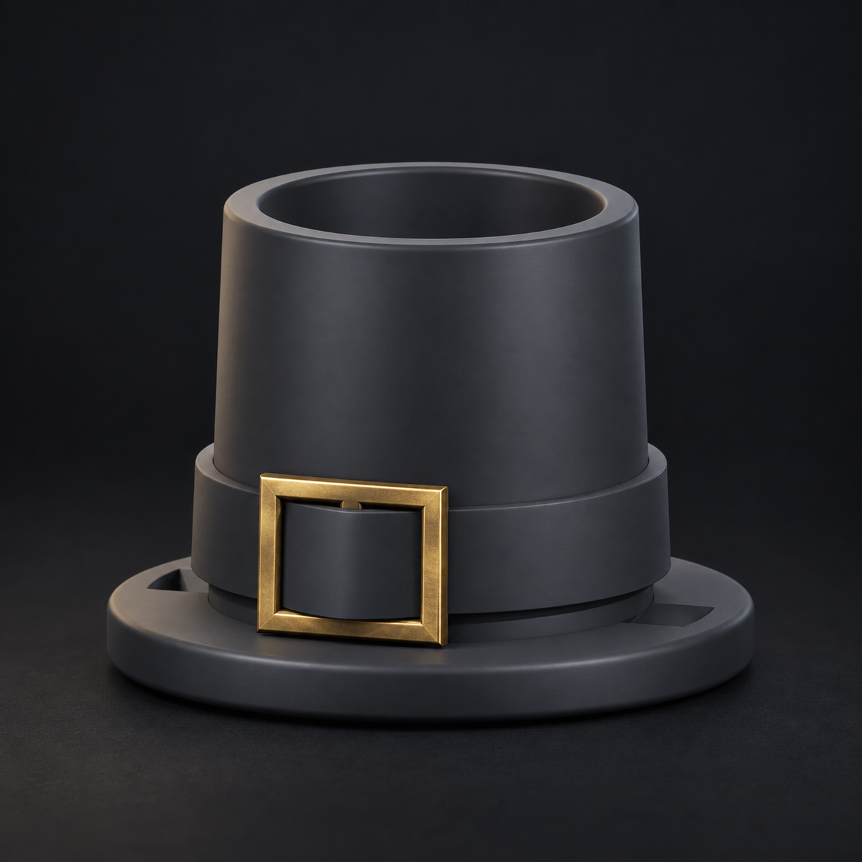 Charcoal hat with antique brass buckle