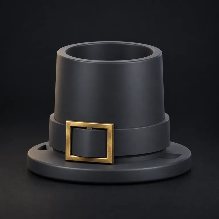 Charcoal hat with antique brass buckle