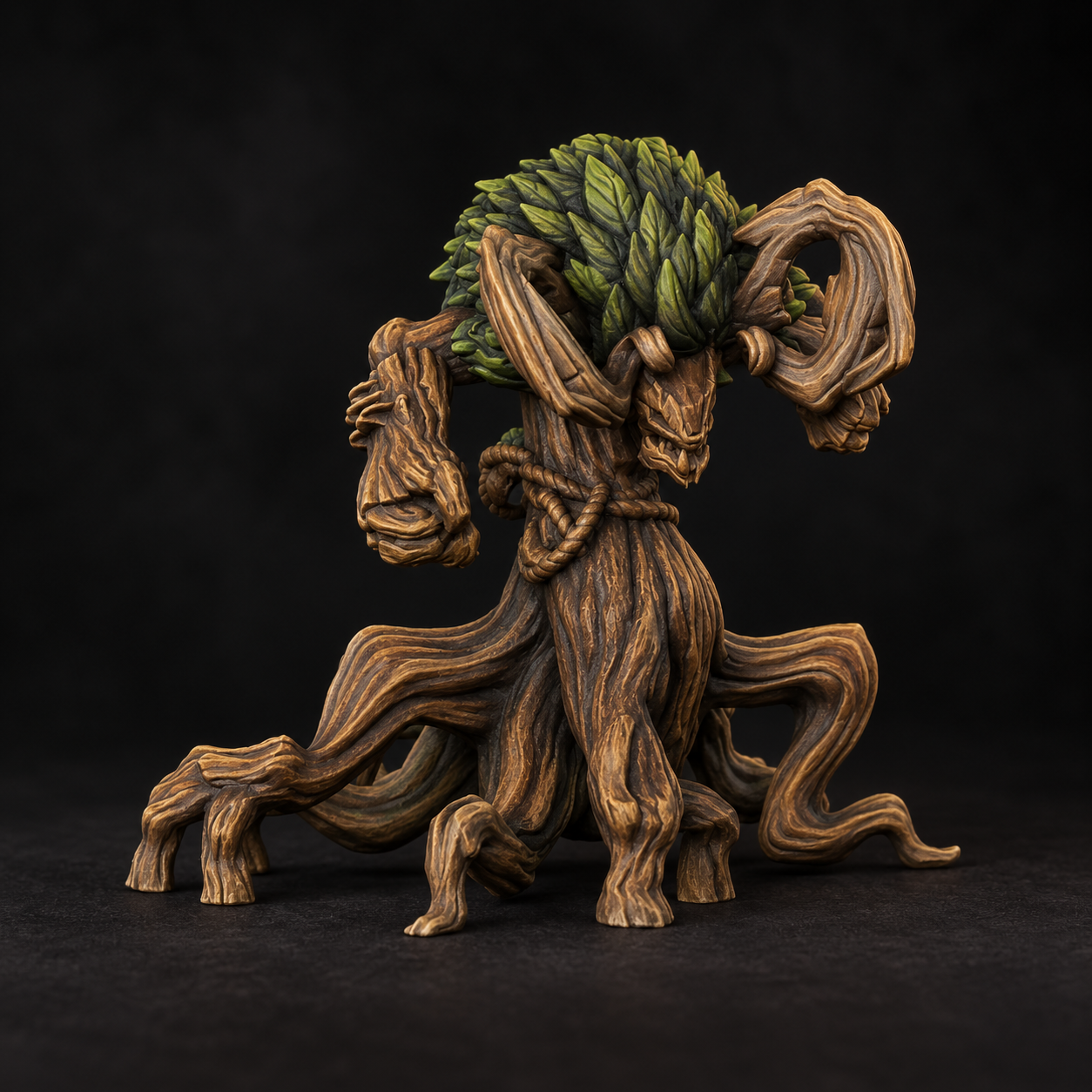 Verdant Sentinel — old bark and olive leaves