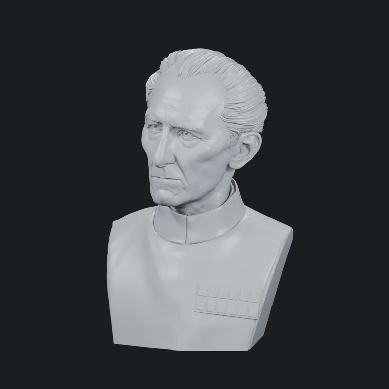 Assembled bust — sculpted pupils — three-quarter view