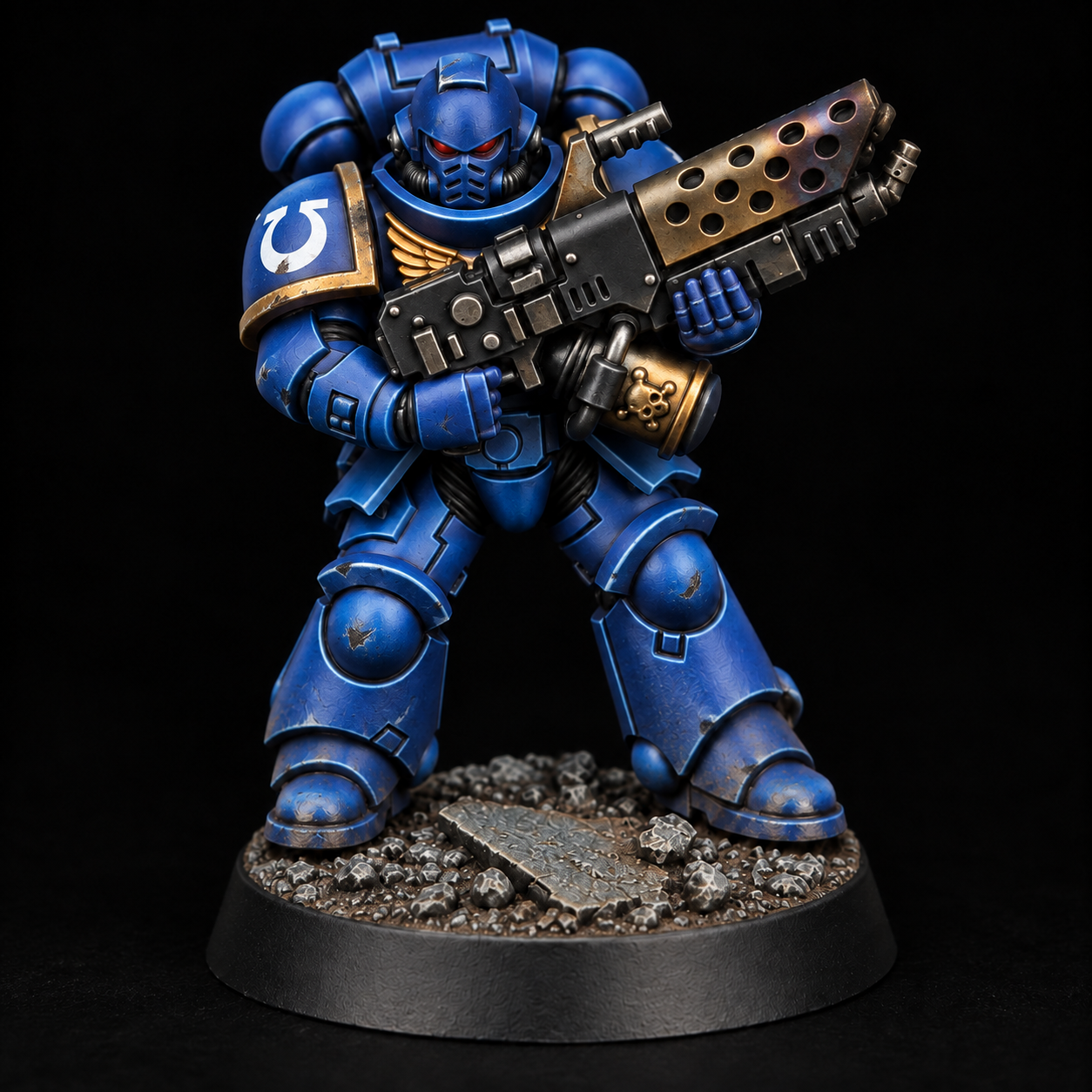 Infernus Marine — battle-worn armour and white omega