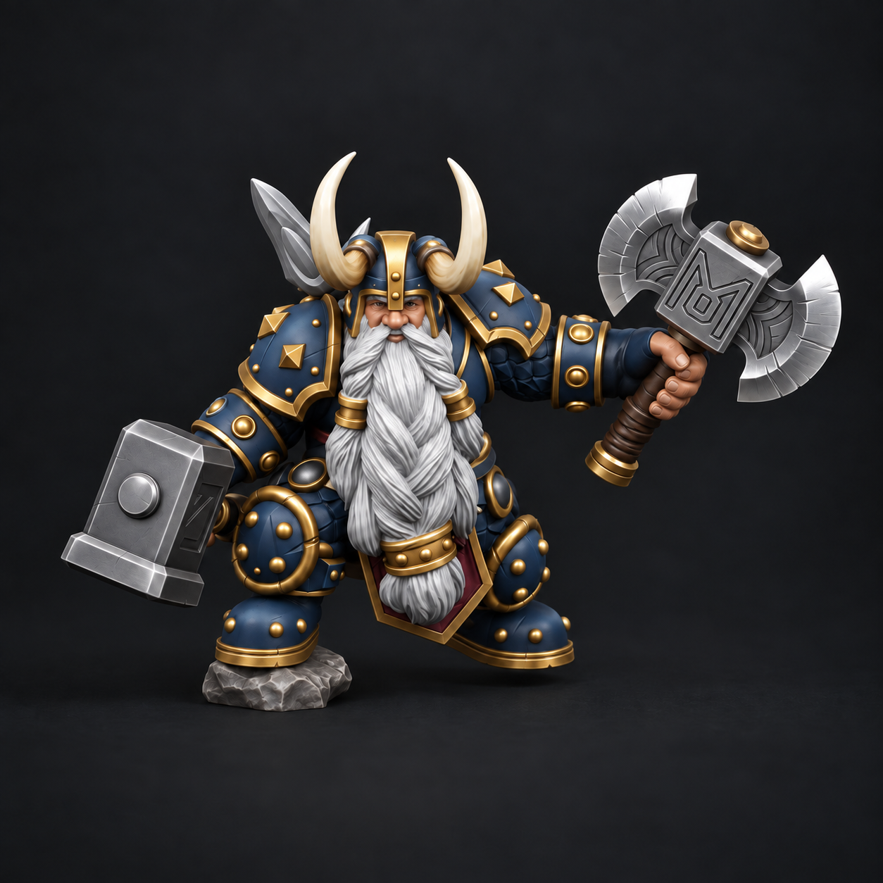 Navy armour and gold trim