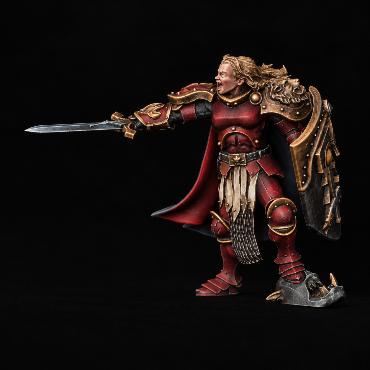 Crimson and aged brass