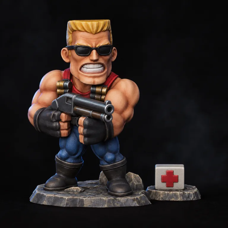 Painted Duke Nukem miniature