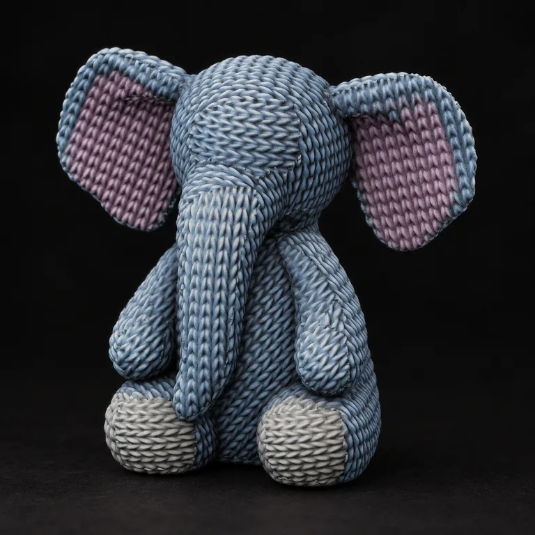 Blue-grey knitted elephant