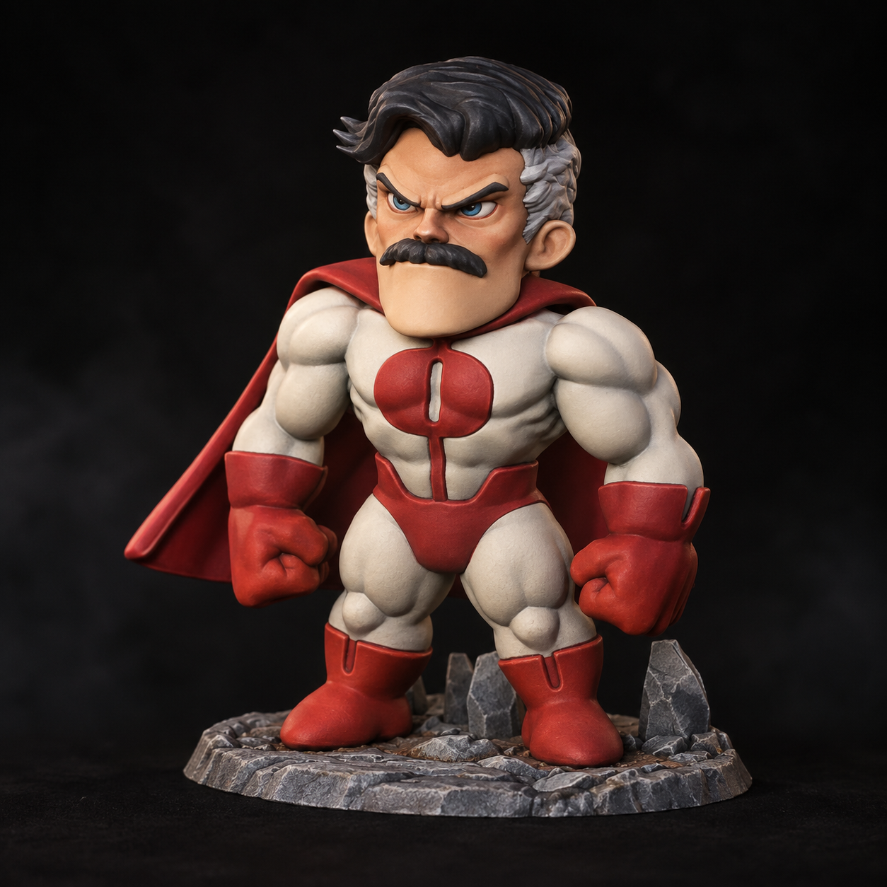 Ivory suit and crimson cape