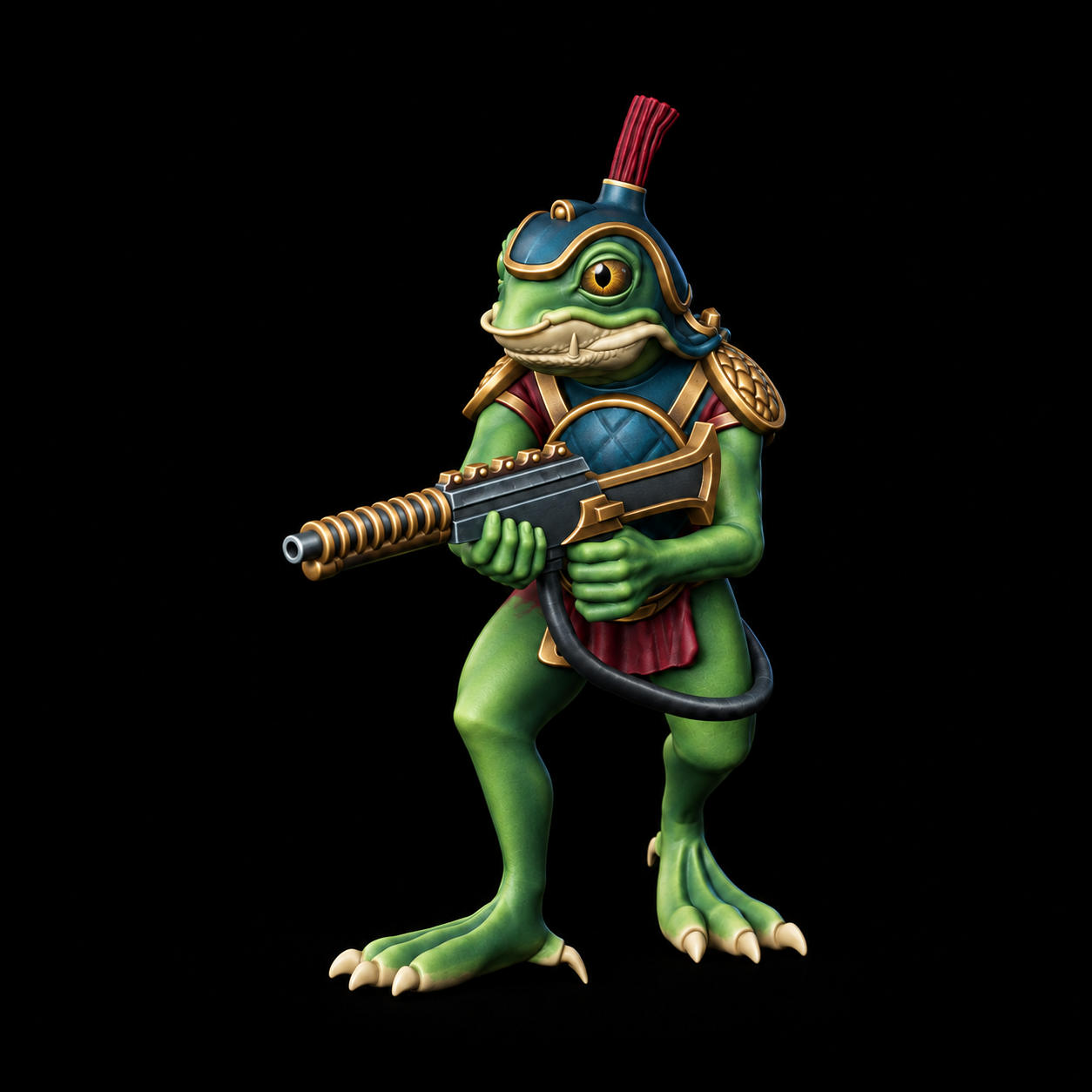 Space lizard — jade and brass