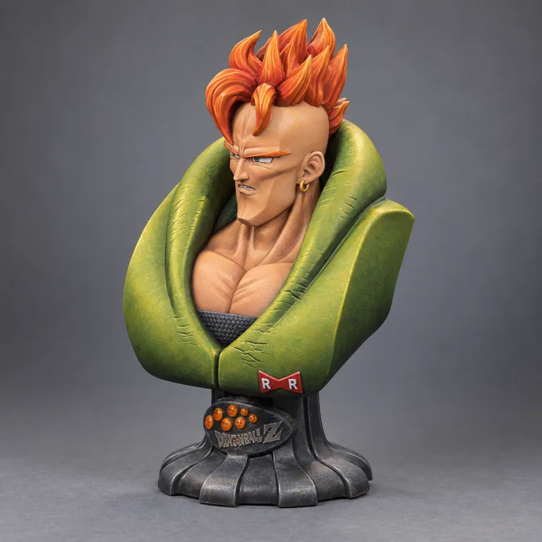Android 16 — green armour and orange hair