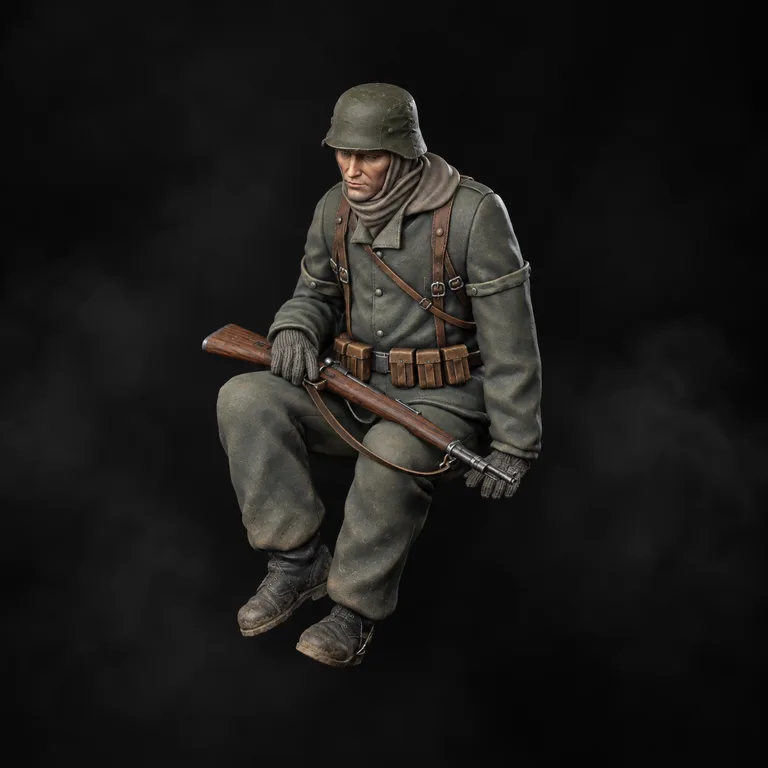 Seated German Soldier I — finished paint