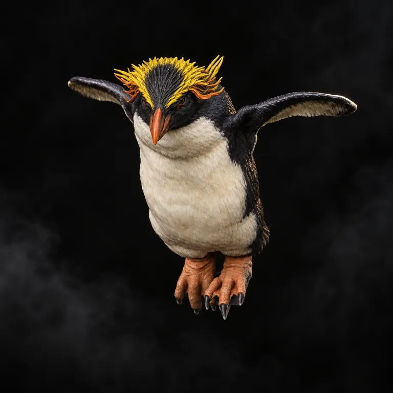 Jumping Rockhopper Penguin — finished paint