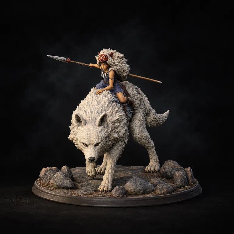 Princess Mononoke on the Wolf — finished paint