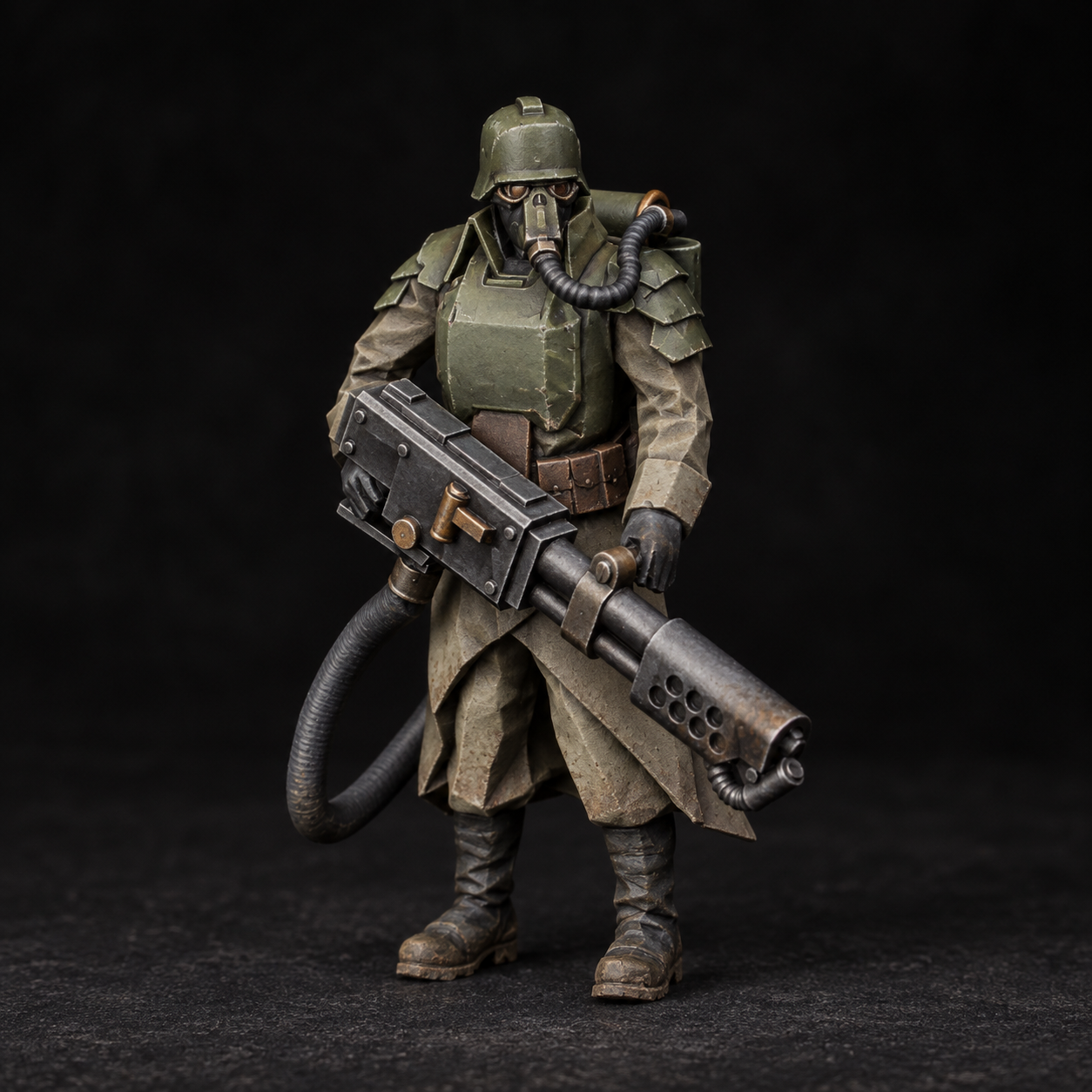 Painted Krieg flamer trooper exhibition photograph