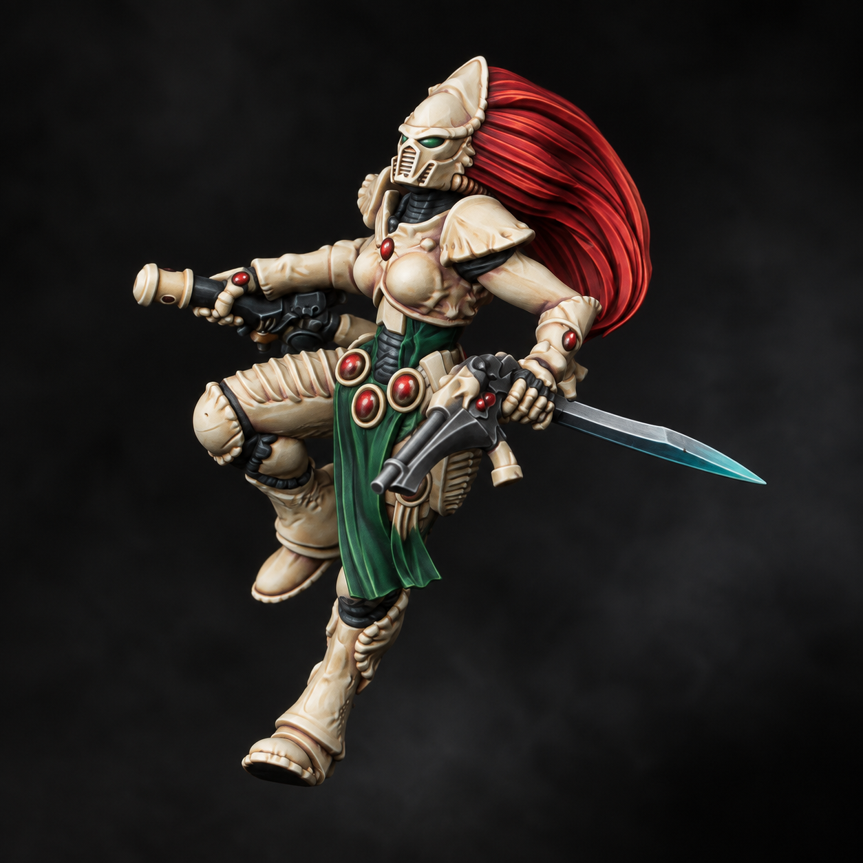 Ivory armour and crimson hair