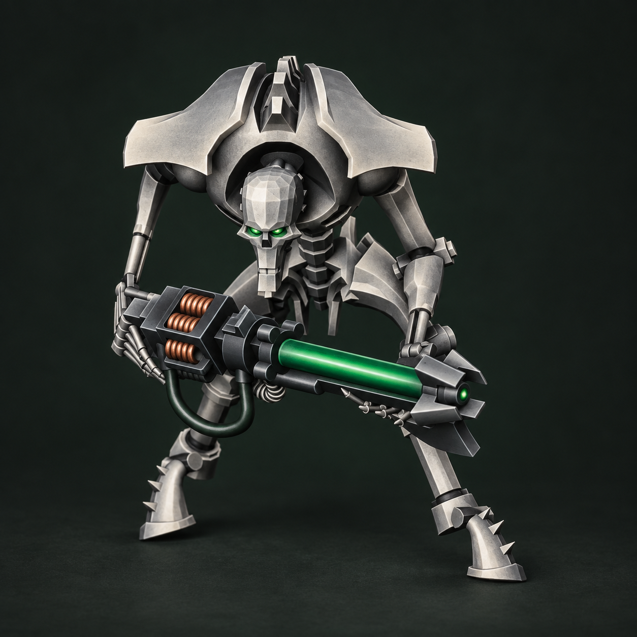 Silver skeleton and green energy