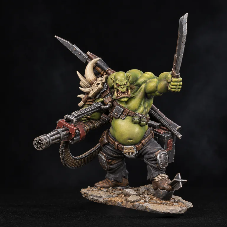 Green skin and battle-worn steel