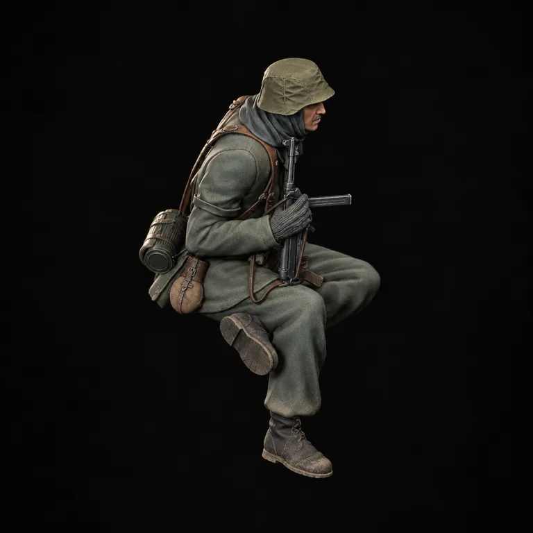 Seated German Soldier III — finished paint