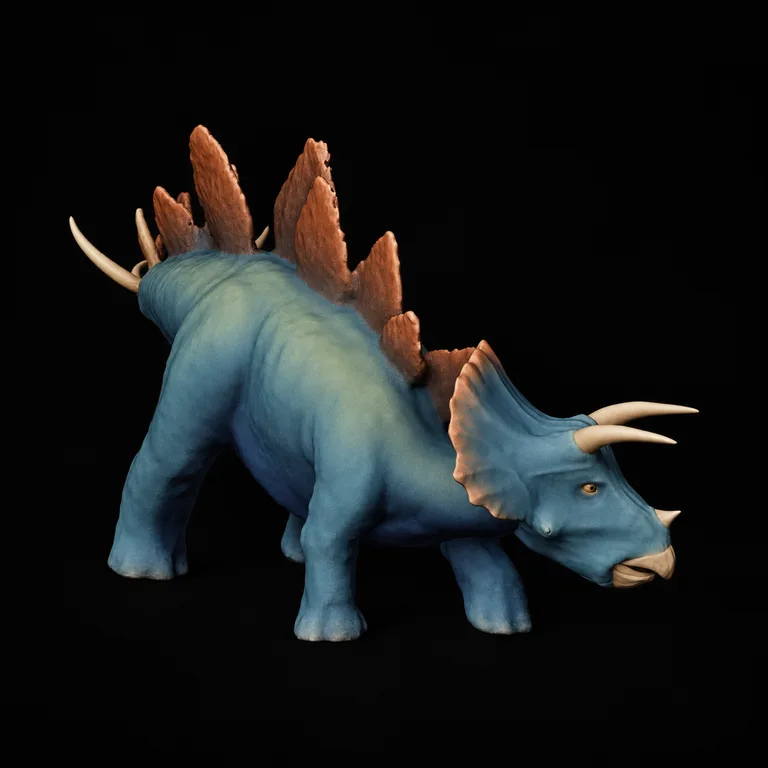 Stegoceratops — teal and terracotta