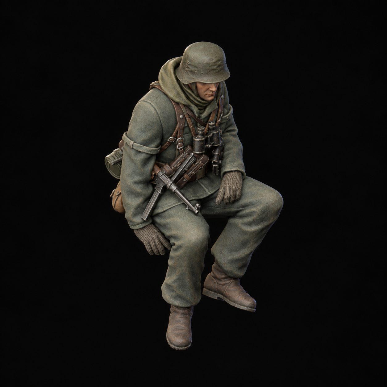 Seated German Soldier II — finished paint