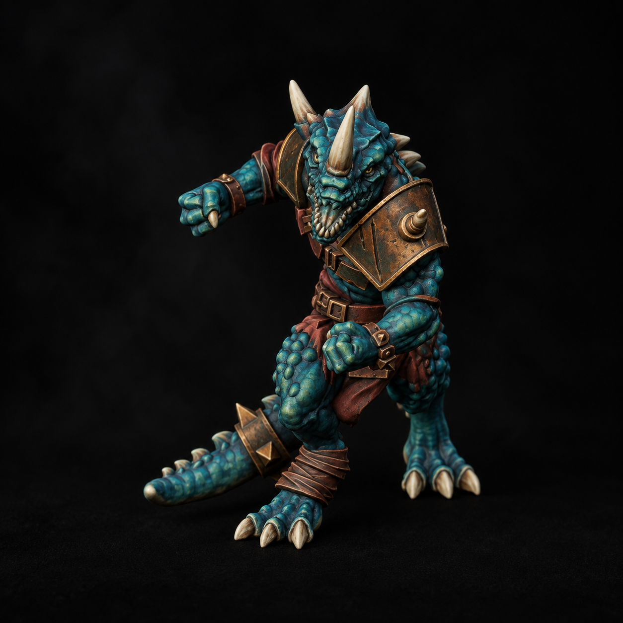 Saurian Team Player 2 — turquoise and bronze painted miniature
