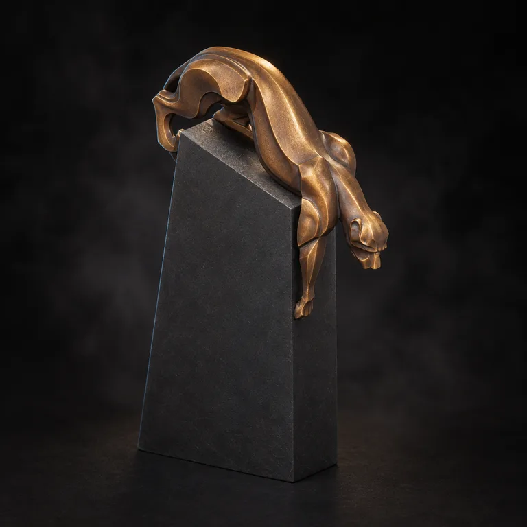 Antique bronze jaguar
