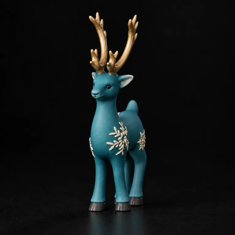 Winter teal and antique gold deer