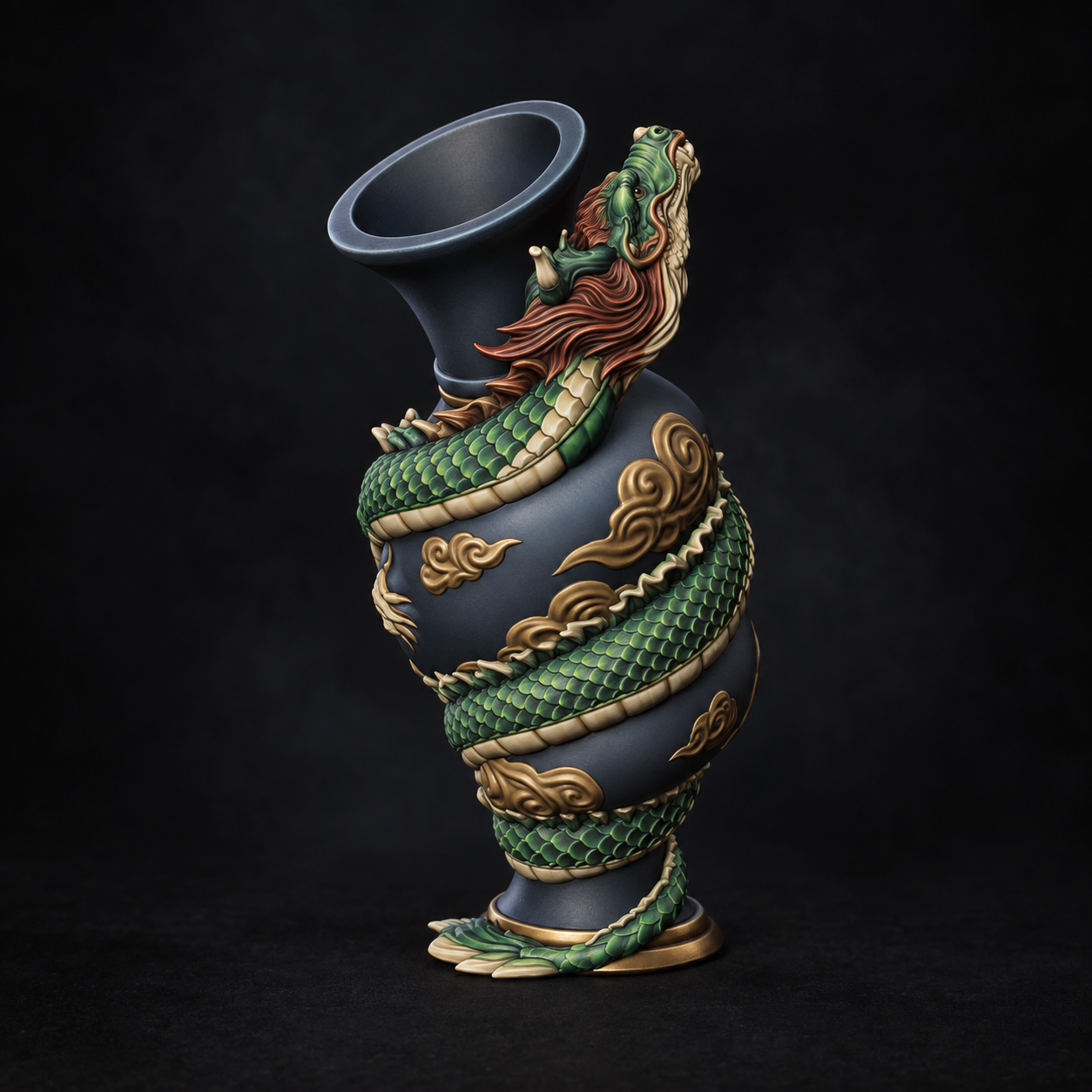 Dragon Vase — jade and brass