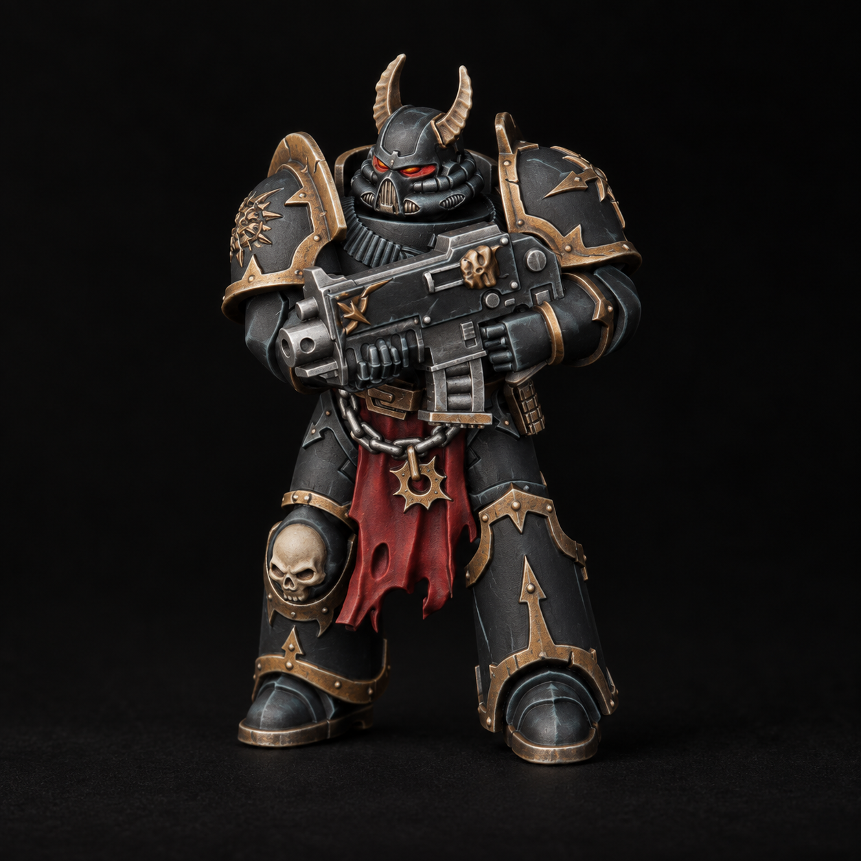 Black armour and brass