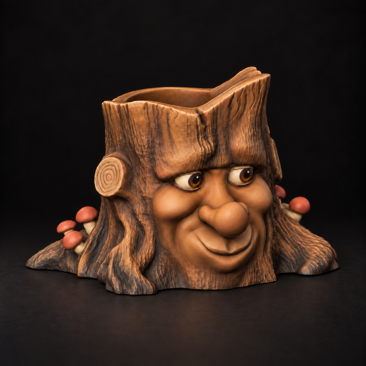 Chestnut bark and terracotta mushrooms