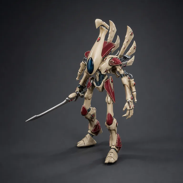 Aeldari Wraithlord — warm ivory and crimson