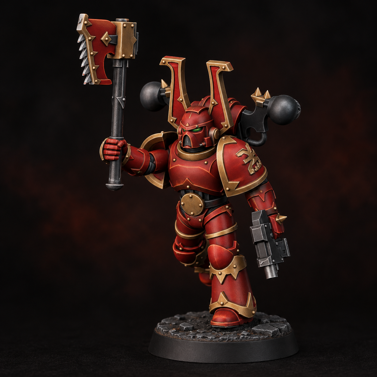 Crimson and brass