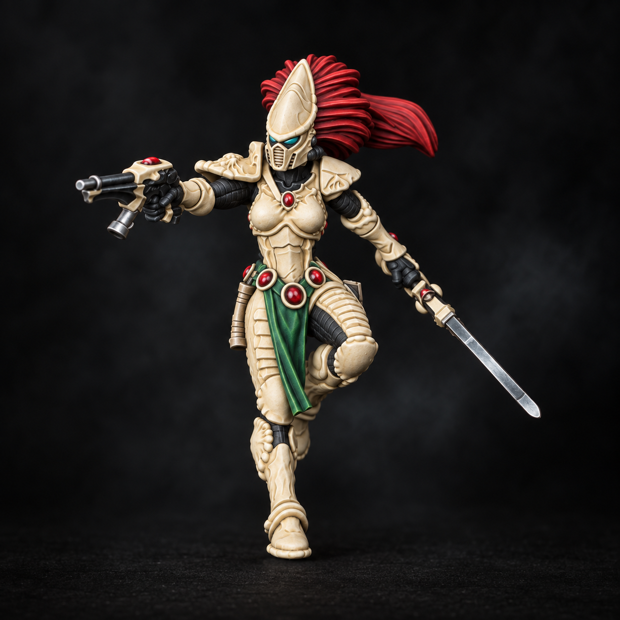 Ivory armour and crimson hair
