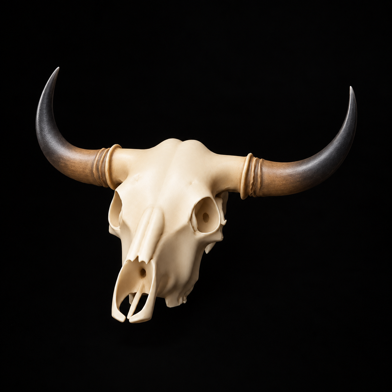 Painted ox skull