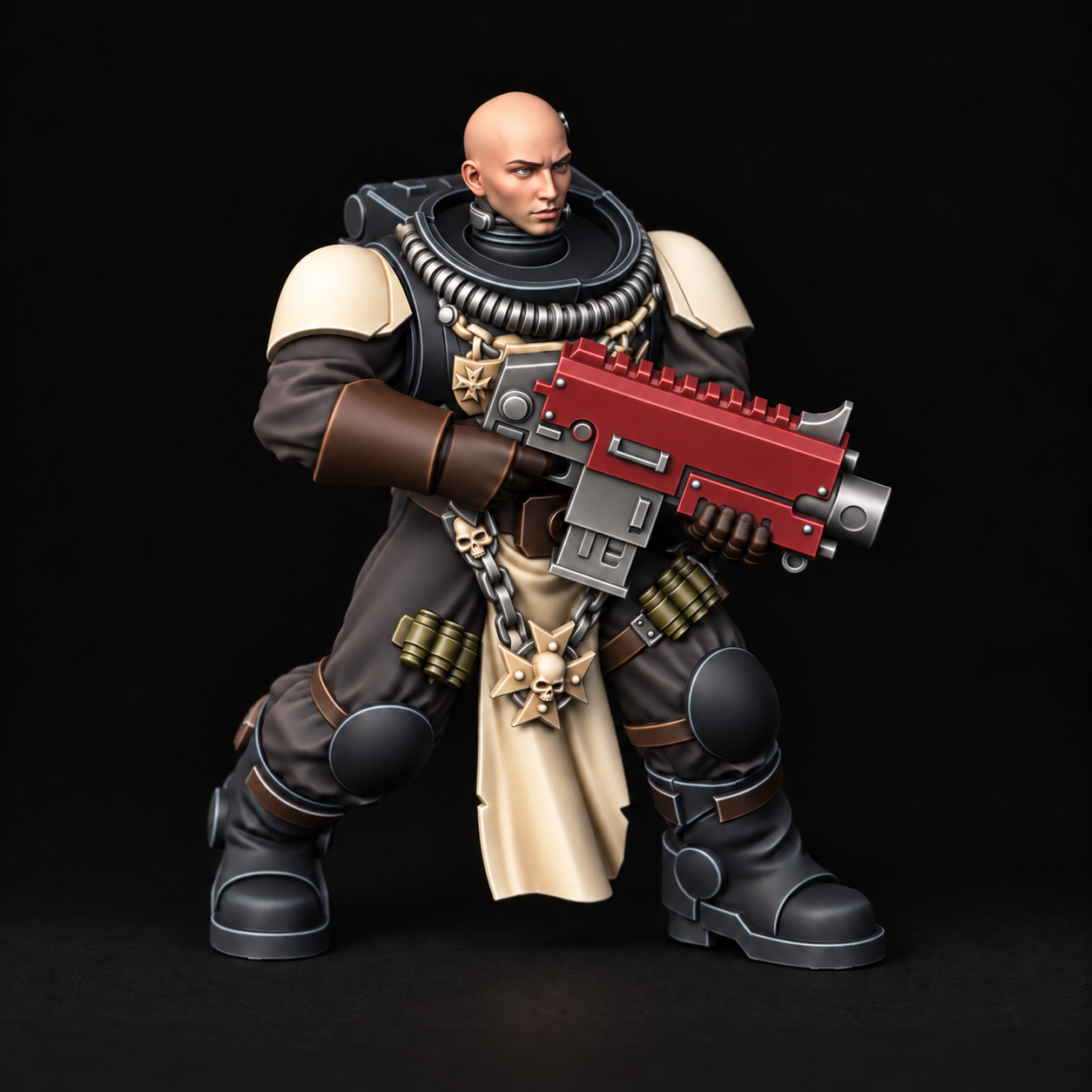 Black Templars — ivory shoulders and red rifle