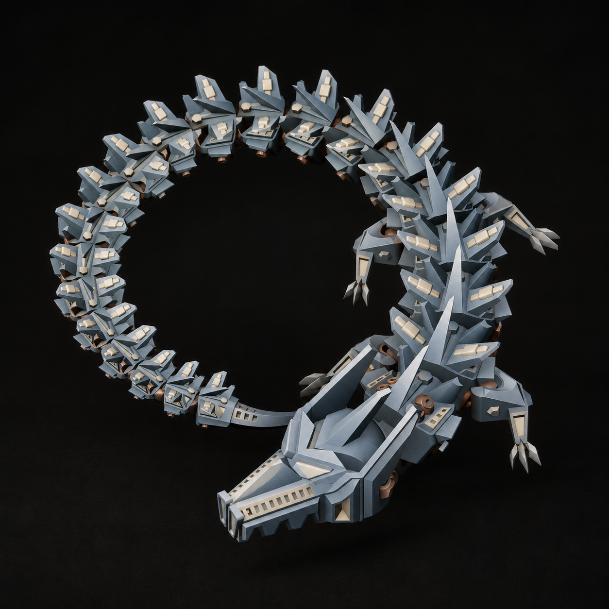 Painted mechanical dragon