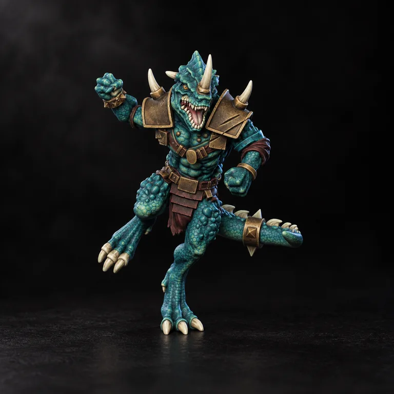 Saurian Team Player 3 — turquoise and bronze painted miniature