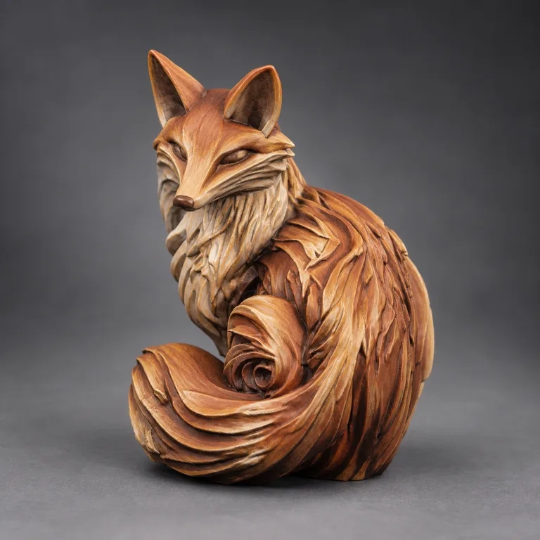 Warm carved-wood acrylic finish