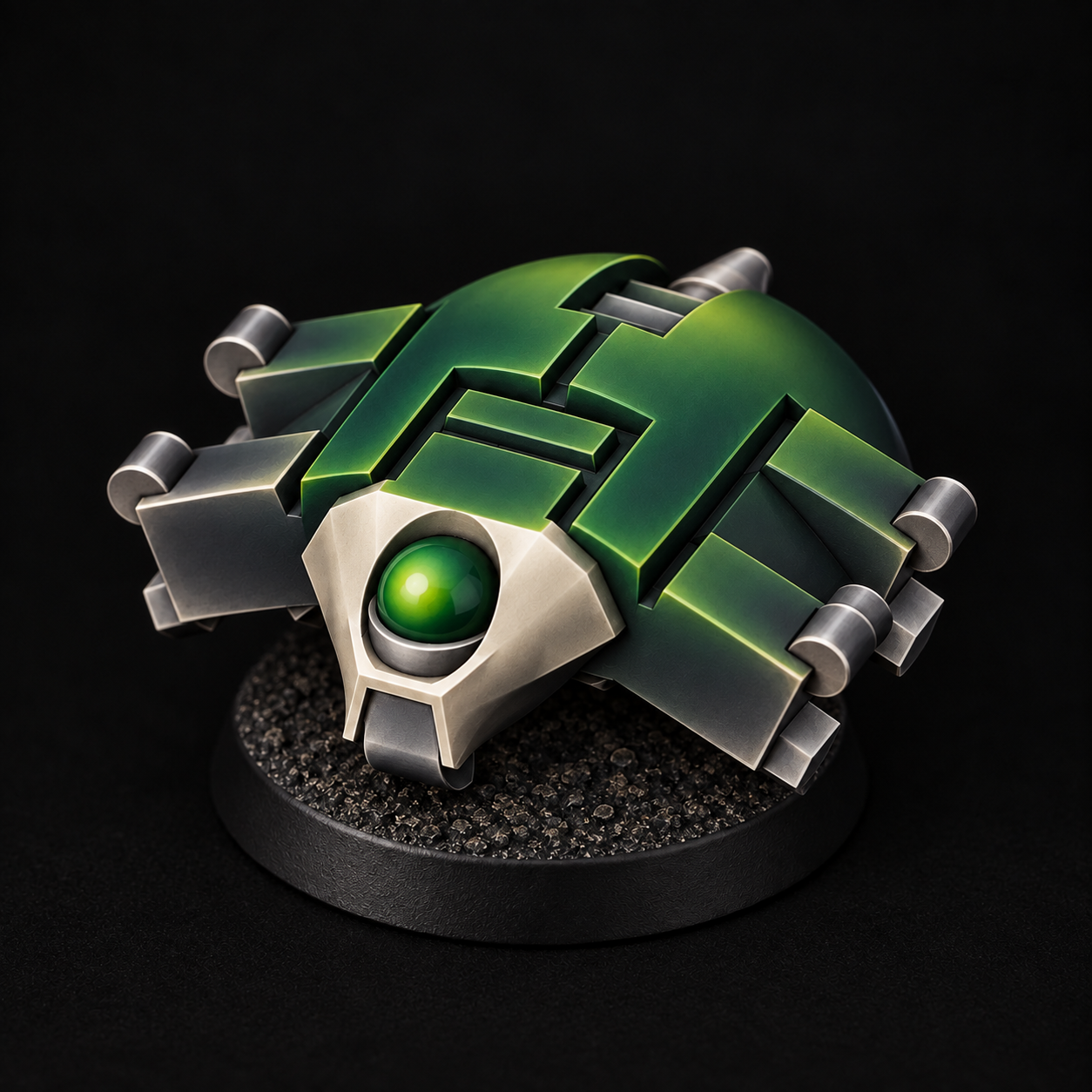 Dark green carapace and silver
